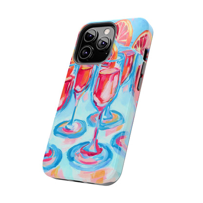 Pink Blood Orange Mimosas Blue Champagne Flute Acrylic Tough Phone Case | Various Models Available