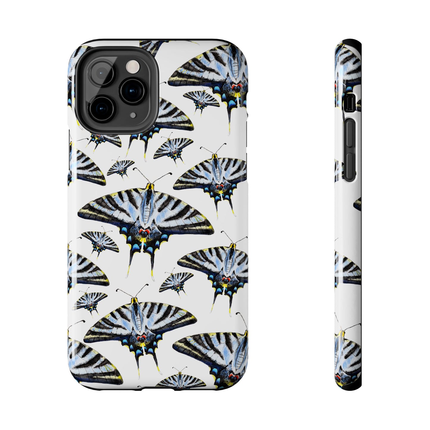 Light Blue Swallowtail Butterflies Watercolor Illustrated Pale Blue Tough Phone Case | Various Models iPhone 11 Pro
