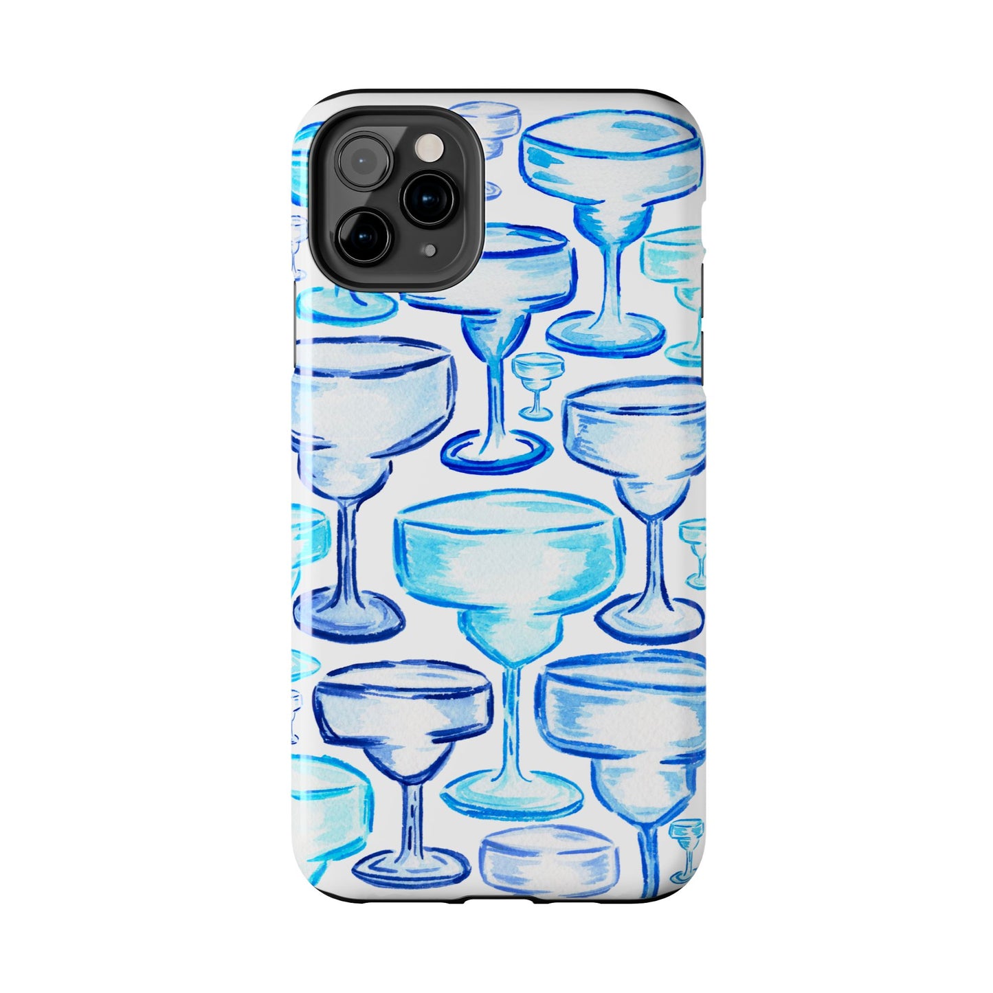 Coastal Shades of Blue Watercolor Margaritas Tough Phone Case | Various Models Available