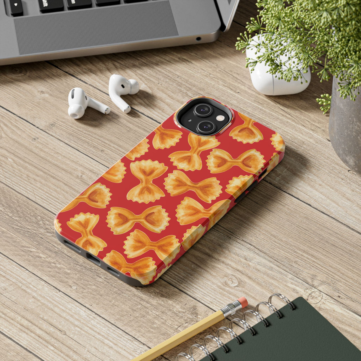 Copy of Tossed Farfalle Pasta Watercolor Illustrated Tough Phone Case | Various Models