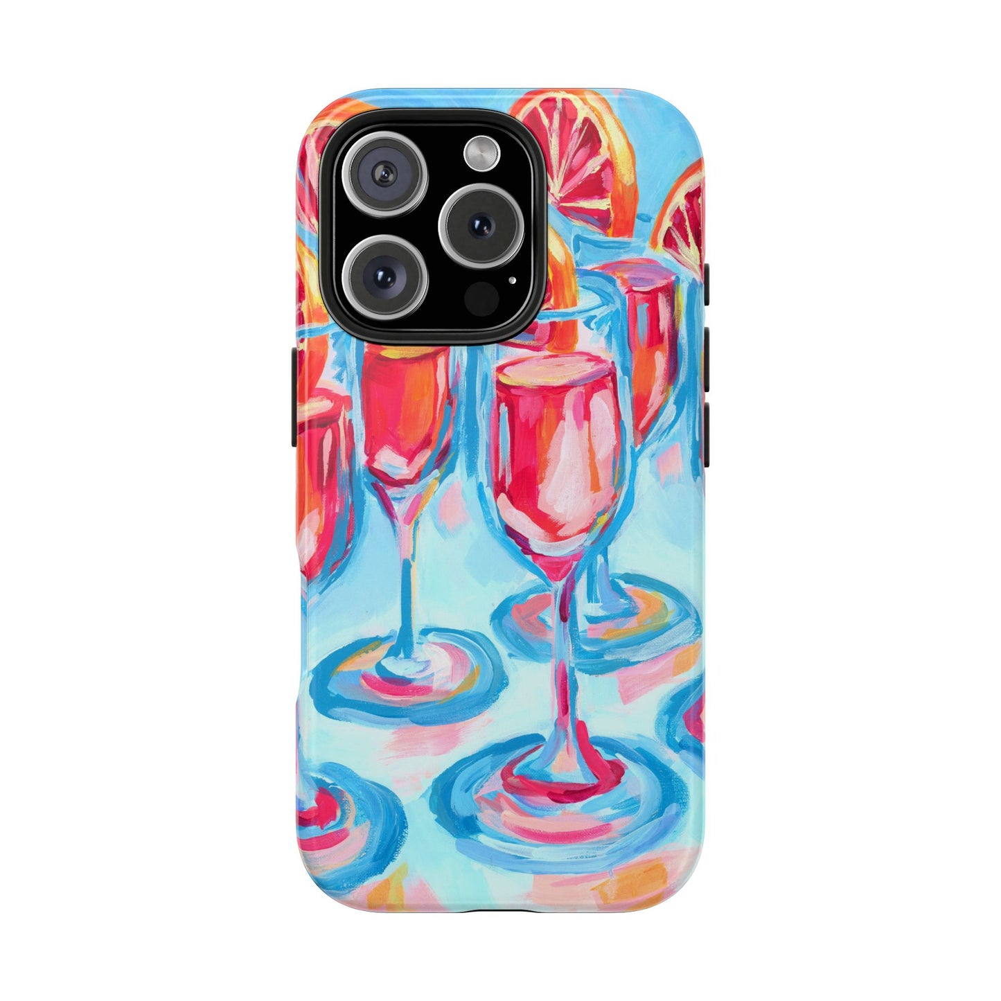 Pink Blood Orange Mimosas Blue Champagne Flute Acrylic Tough Phone Case | Various Models Available