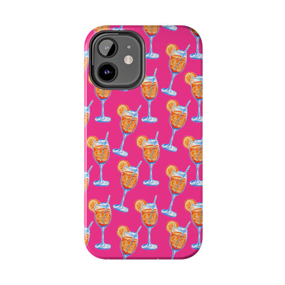 Orange & Blue Aperol Spritz Watercolor Pattern Hot Pink Phone Case | Various Models