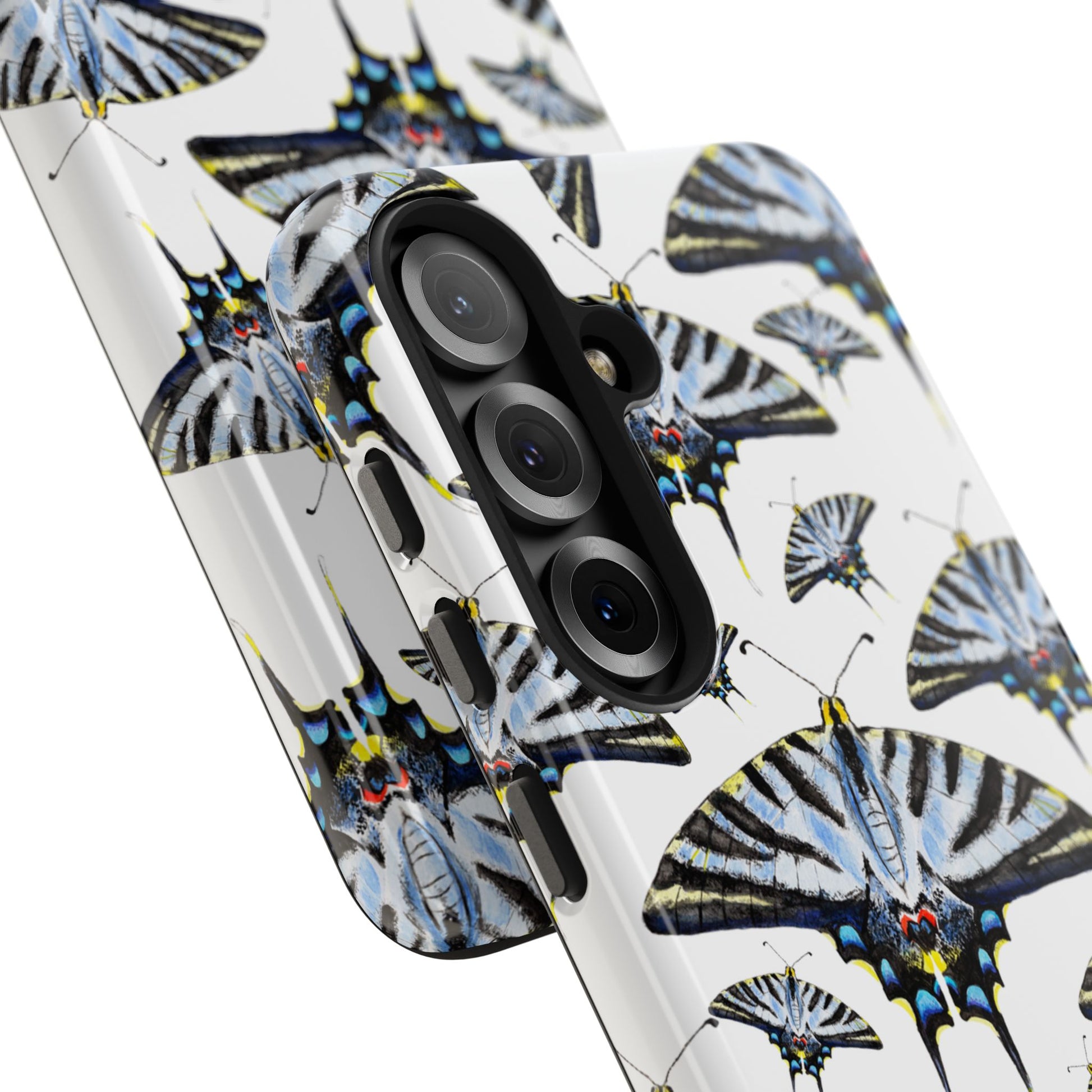 Light Blue Swallowtail Butterflies Watercolor Illustrated Pale Blue Tough Phone Case | Various Models