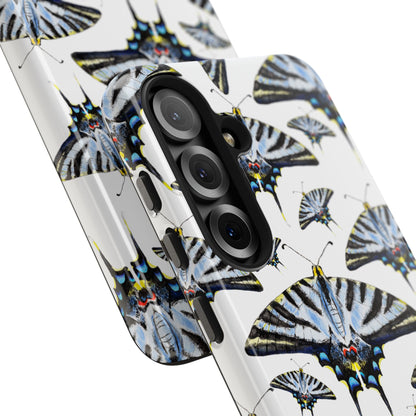 Light Blue Swallowtail Butterflies Watercolor Illustrated Pale Blue Tough Phone Case | Various Models