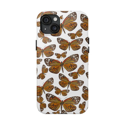 Black & Orange Butterfly Watercolor Illustrated Tossed Pattern Tough Phone Case | Various Models iPhone 15 Plus