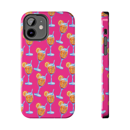 Orange & Blue Aperol Spritz Watercolor Pattern Hot Pink Phone Case | Various Models iPhone 12