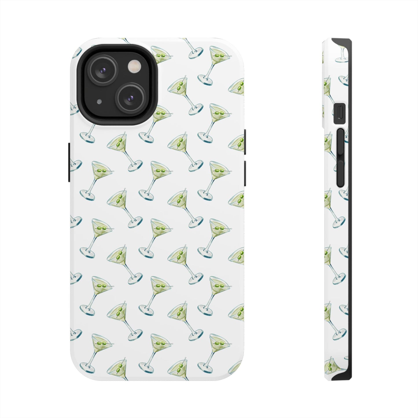 Martini Watercolor Illustrated Tossed Pattern Tough Phone Case | Various Models Available iPhone 14