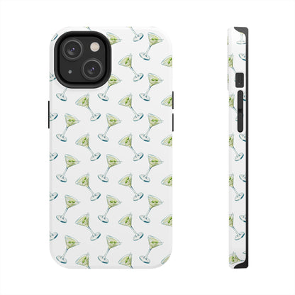 Martini Watercolor Illustrated Tossed Pattern Tough Phone Case | Various Models Available iPhone 14