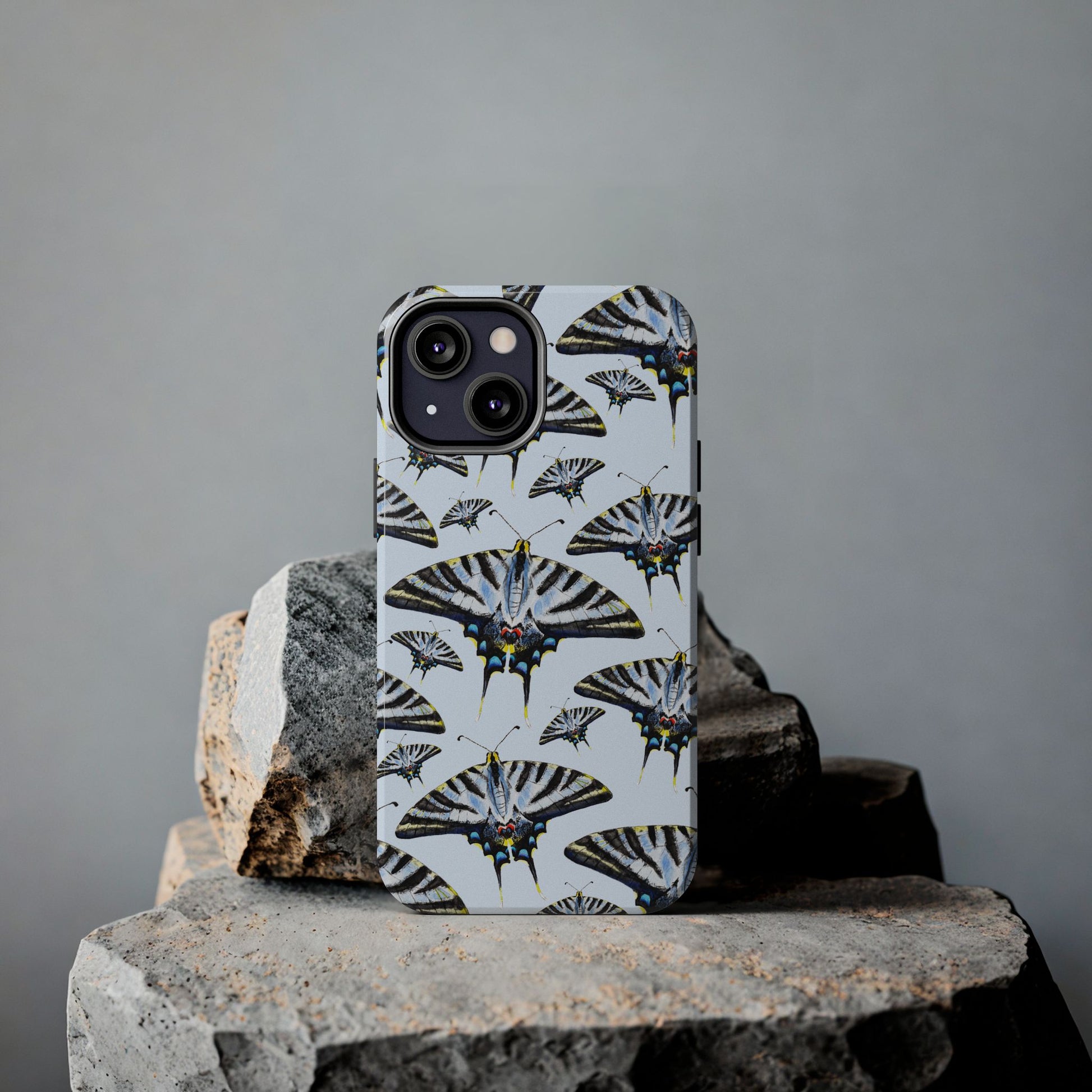 Light Blue Swallowtail Butterflies Watercolor Illustrated Pale Blue Tough Phone Case | Various Models