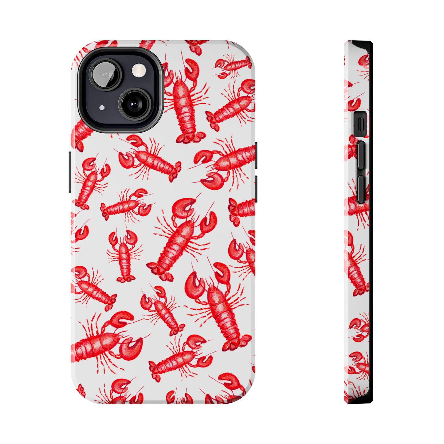 Watercolor Red Lobster Coastal Illustrated Patterned Tough Phone Case | Various Models