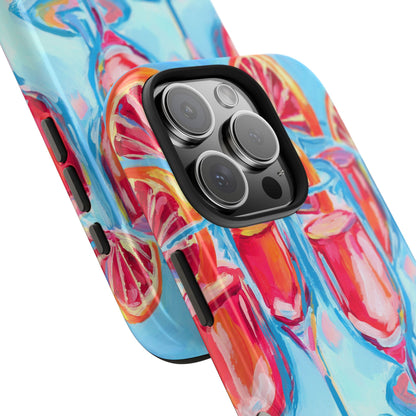 Pink Blood Orange Mimosas Blue Champagne Flute Acrylic Tough Phone Case | Various Models Available