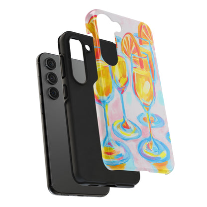 Pink Orange Mimosas Blue Champagne Flutes Abstract Acrylic Tough Phone Case | Various Models