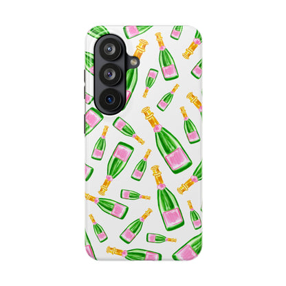 Copy of Tossed Pink and Green Watercolor Illustrated Champagne Bottles Pattern Tough Phone Case | Various Models
