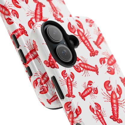Watercolor Red Lobster Coastal Illustrated Patterned Tough Phone Case | Various Models