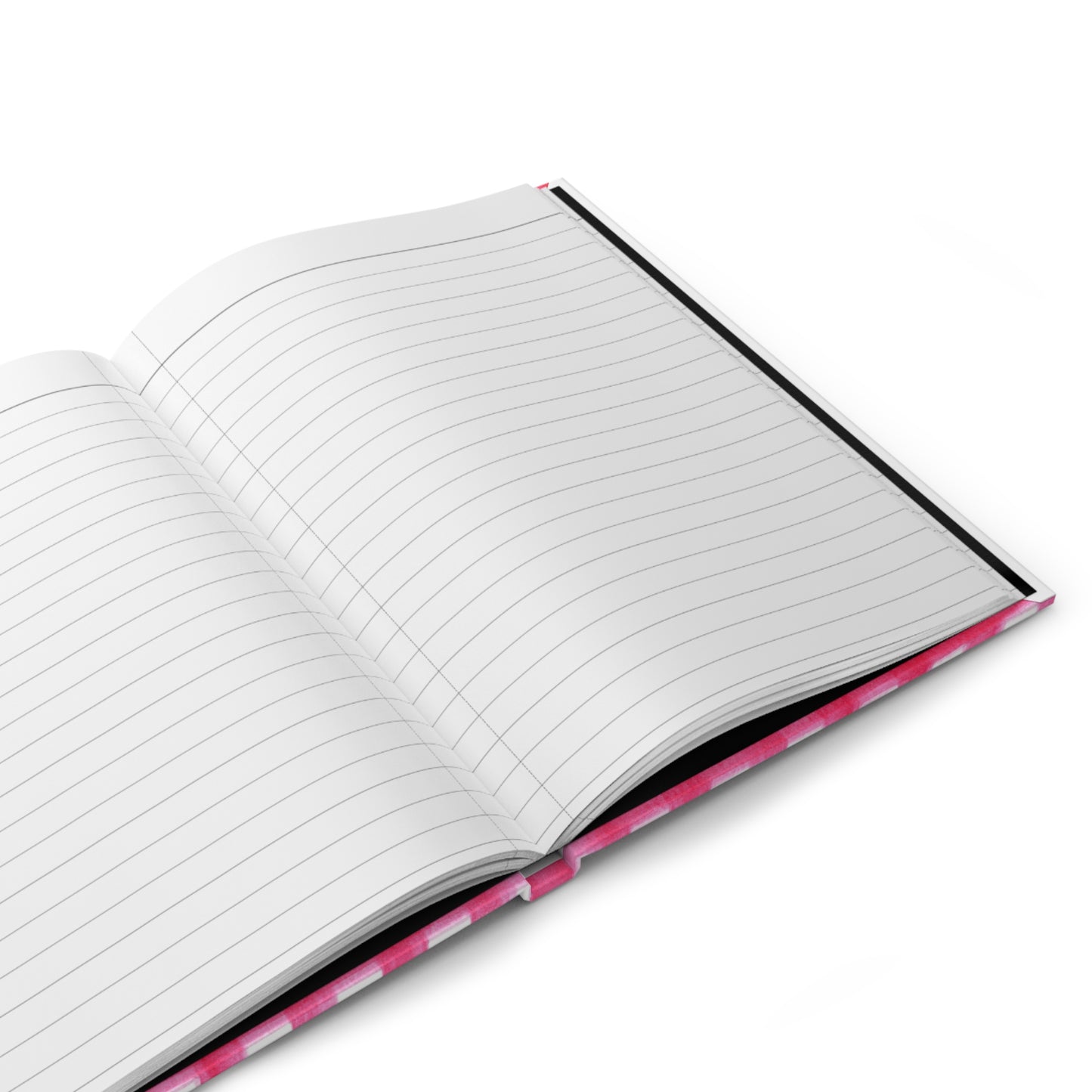 Hot Pink Gingham Watercolor Illustrated Hardcover Lined Journal Matte 8"x5.75"