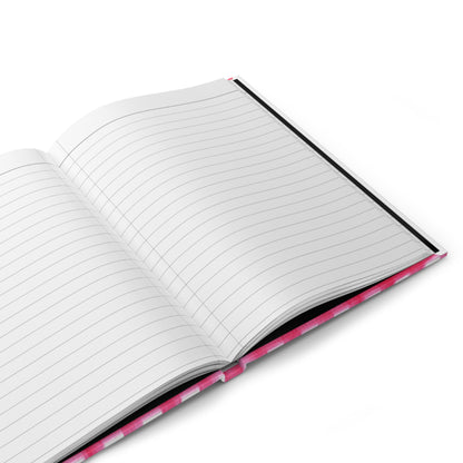 Hot Pink Gingham Watercolor Illustrated Hardcover Lined Journal Matte 8"x5.75"