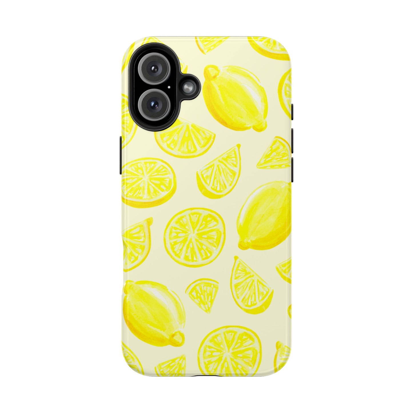 Bright Yellow Lemons Watercolor Illustrated Tossed Pattern Pale Yellow Tough Phone Case | Various Models