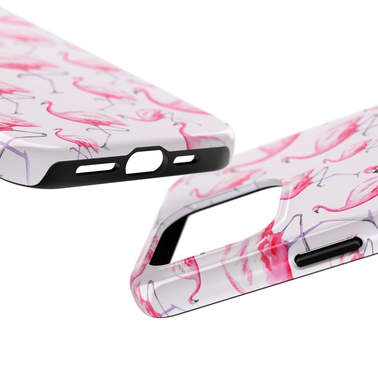 Pink Flamingos Watercolor Illustrated Tossed Pattern Blush Phone Case | Various Models