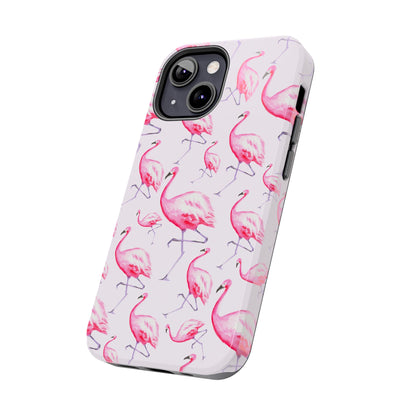 Pink Flamingos Watercolor Illustrated Tossed Pattern Blush Phone Case | Various Models