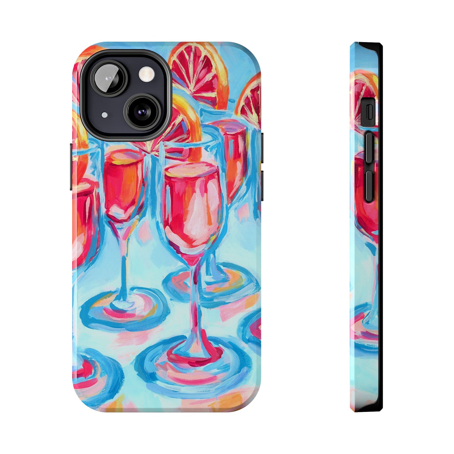 Pink Blood Orange Mimosas Blue Champagne Flute Acrylic Tough Phone Case | Various Models Available