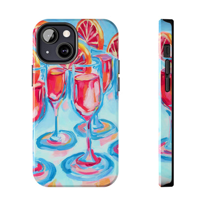 Pink Blood Orange Mimosas Blue Champagne Flute Acrylic Tough Phone Case | Various Models Available