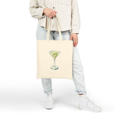 Canvas Book Tote | Blue & Green Martini Watercolor Farmers Market Tote | Cocktail Bachelorette Gift Hostess