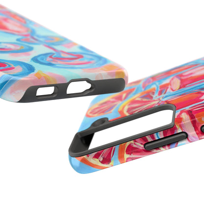 Pink Blood Orange Mimosas Blue Champagne Flute Acrylic Tough Phone Case | Various Models Available