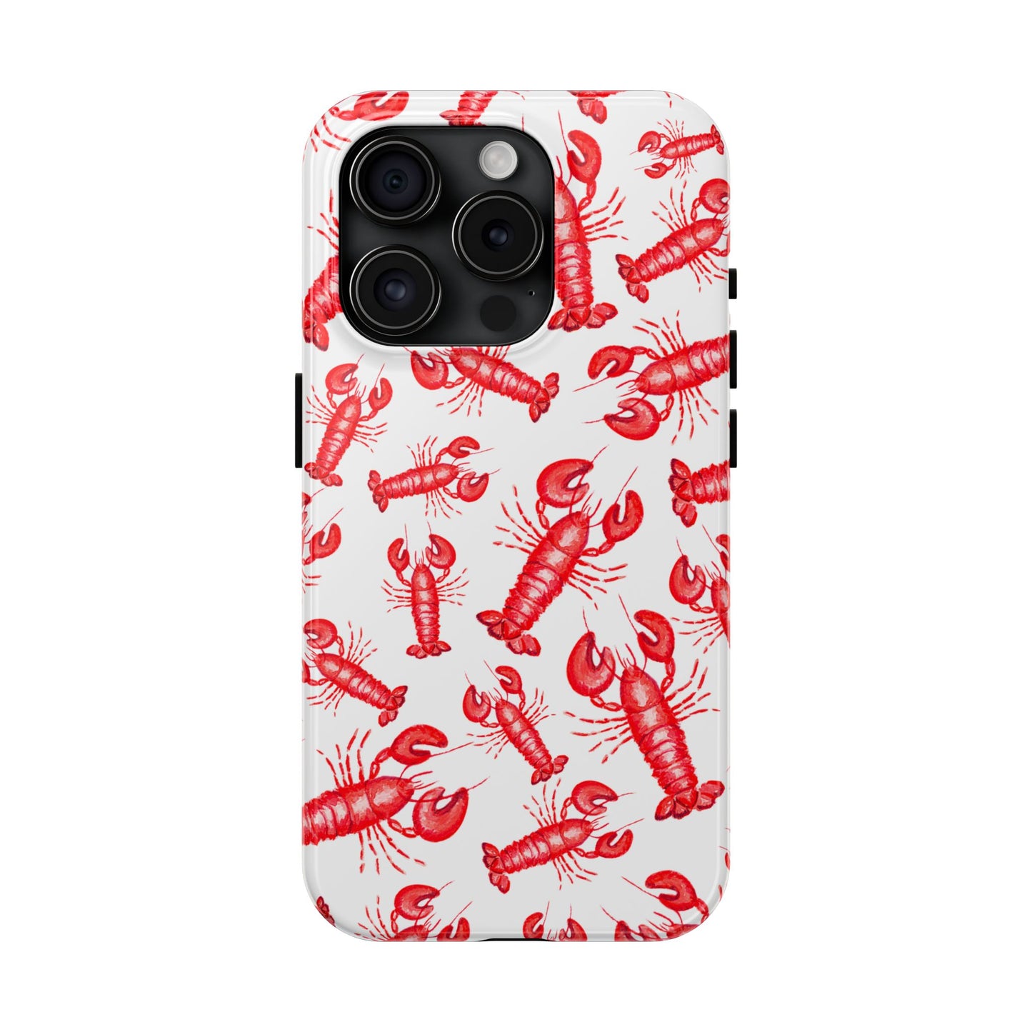 Watercolor Red Lobster Coastal Illustrated Patterned Tough Phone Case | Various Models