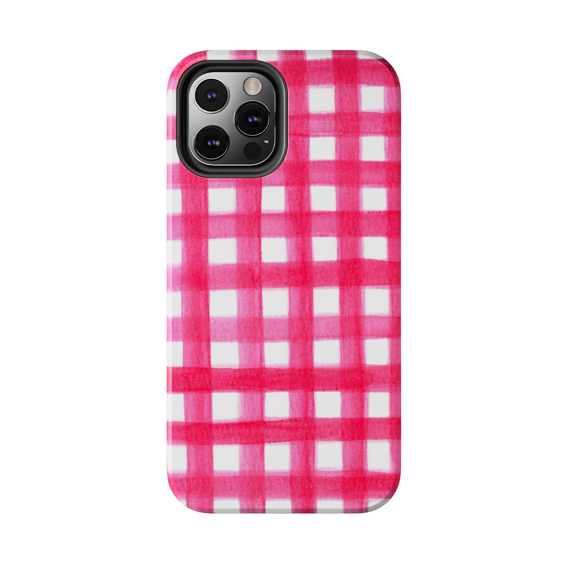 Hot Pink Gingham Watercolor Preppy Tough Phone Case | Various models