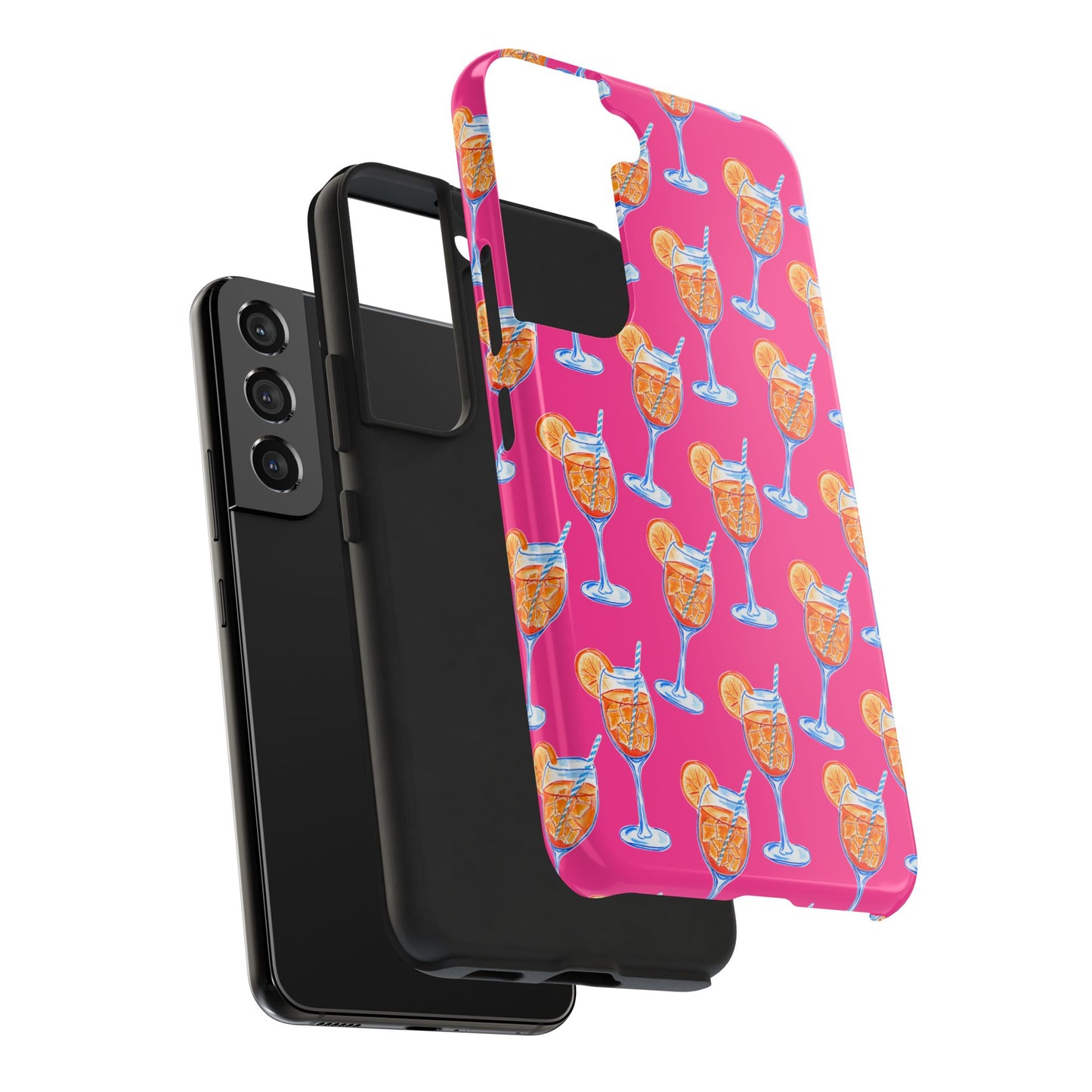 Orange & Blue Aperol Spritz Watercolor Pattern Hot Pink Phone Case | Various Models