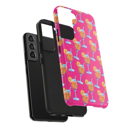Orange & Blue Aperol Spritz Watercolor Pattern Hot Pink Phone Case | Various Models