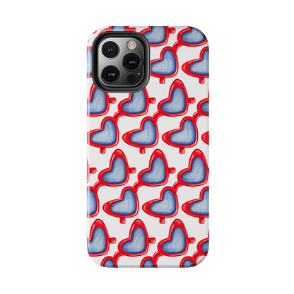 Red Heart Shaped Sunglasses Watercolor Illustrated Tough Phone Case | Various Models
