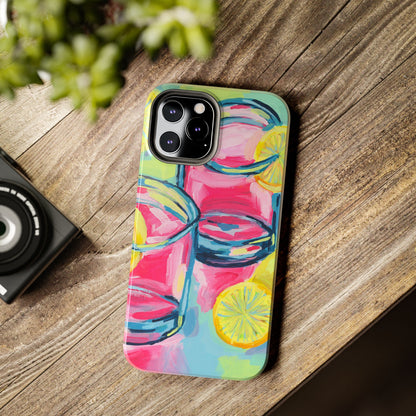 Pink Lemonade Abstract Acrylic Cocktails Tough Phone Case | Various Models Available