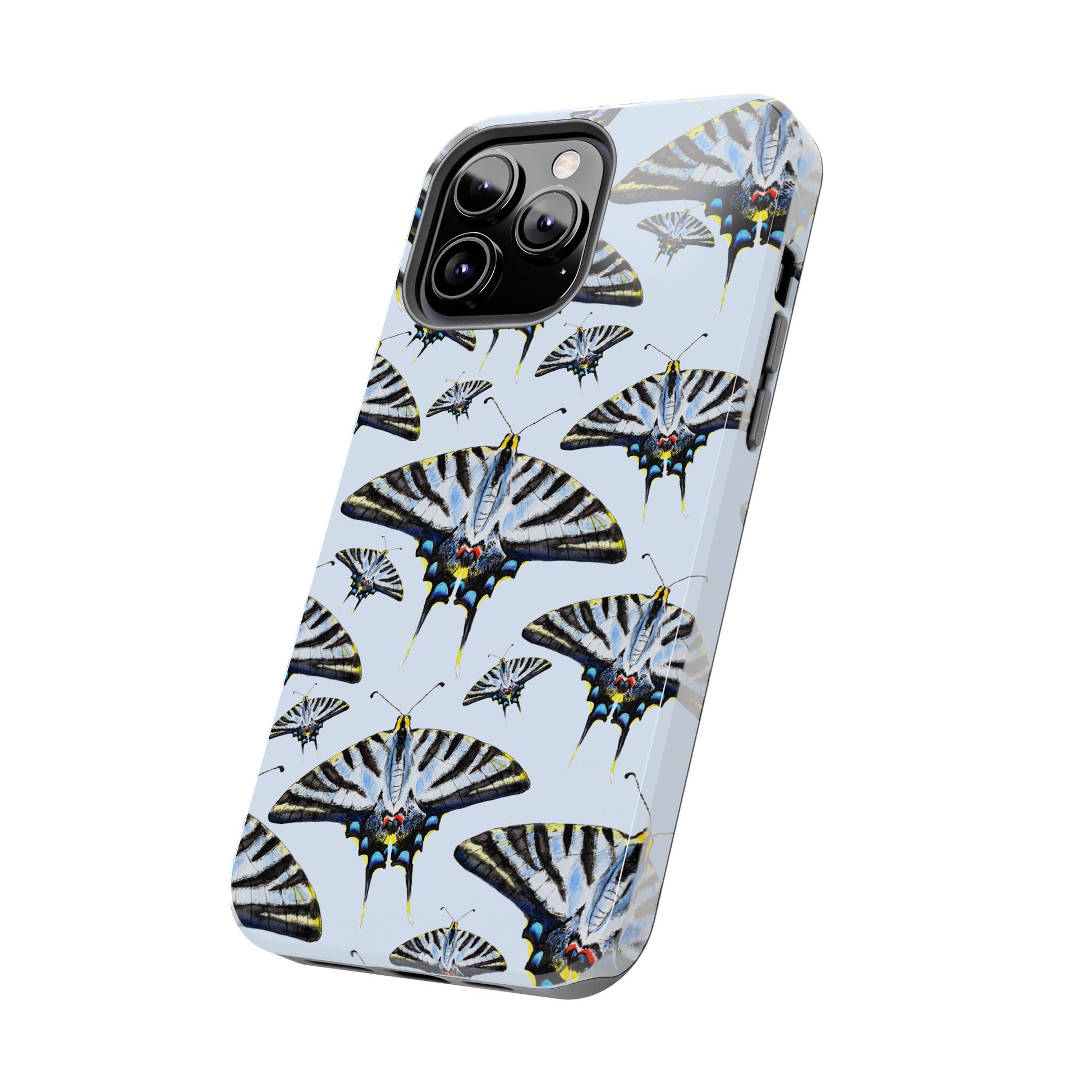 Light Blue Swallowtail Butterflies Watercolor Illustrated Pale Blue Tough Phone Case | Various Models