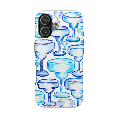 Coastal Shades of Blue Watercolor Margaritas Tough Phone Case | Various Models Available iPhone 17