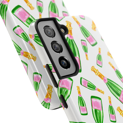 Copy of Tossed Pink and Green Watercolor Illustrated Champagne Bottles Pattern Tough Phone Case | Various Models