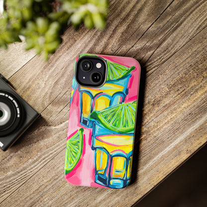 Pink Tequila Shot & Limes Acrylic Tough Phone Case | Various Models Available