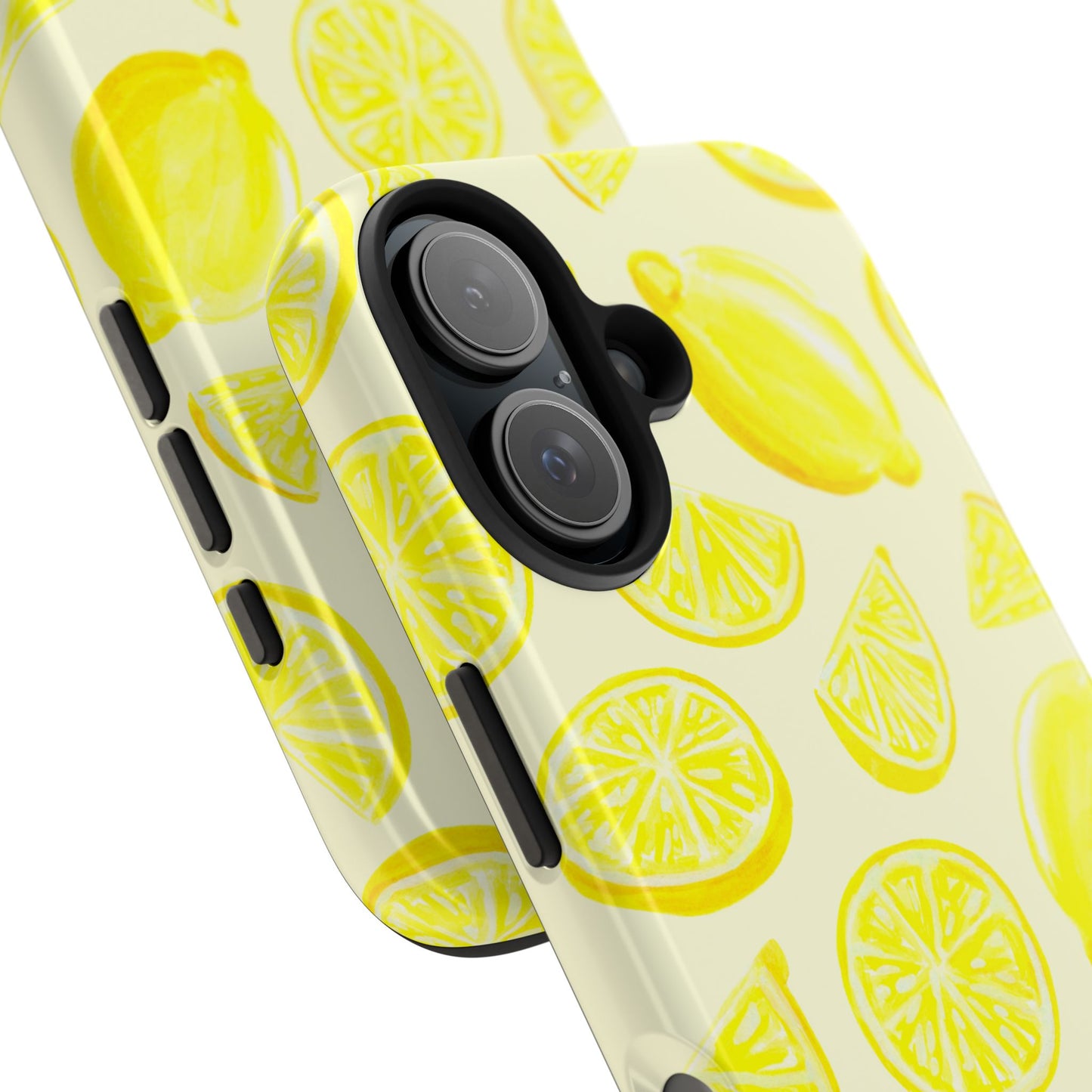 Bright Yellow Lemons Watercolor Illustrated Tossed Pattern Pale Yellow Tough Phone Case | Various Models