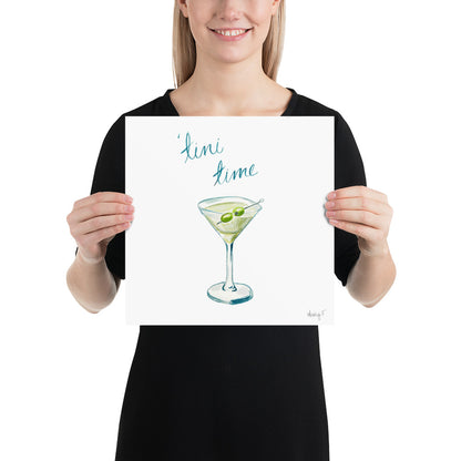 Print | Watercolor Tini Time Martini 12″×12″