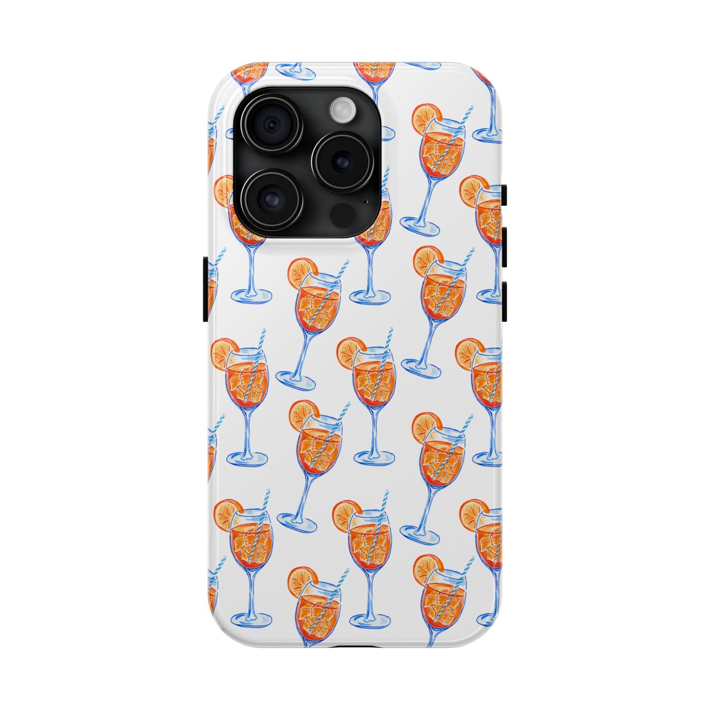 Aperol Spritz Watercolor Patterned Phone Case | Various Models iPhone 15 Pro