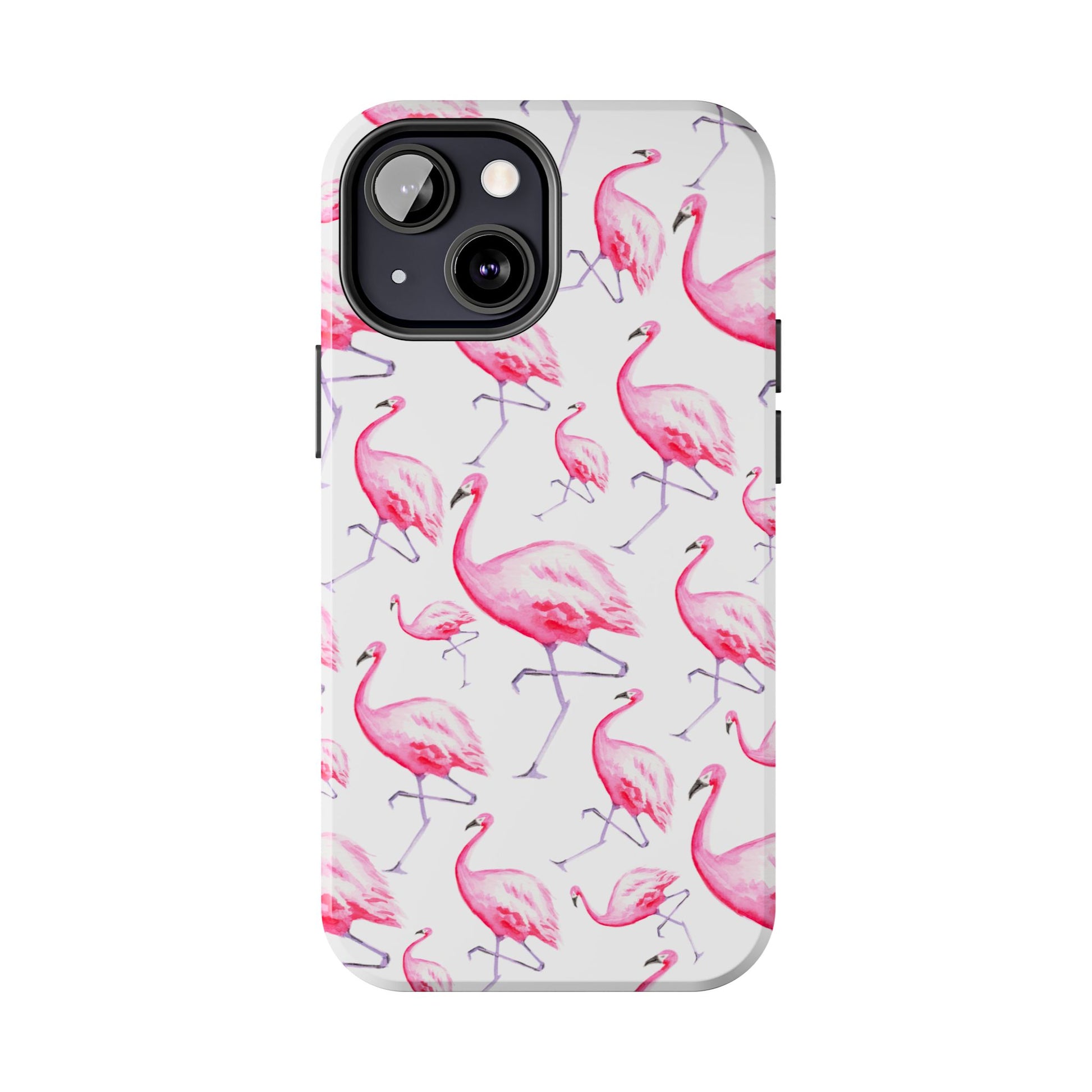 Hot Pink Flamingos Watercolor Illustrated Tossed Pattern Phone Case | Various Models