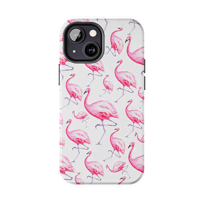 Hot Pink Flamingos Watercolor Illustrated Tossed Pattern Phone Case | Various Models