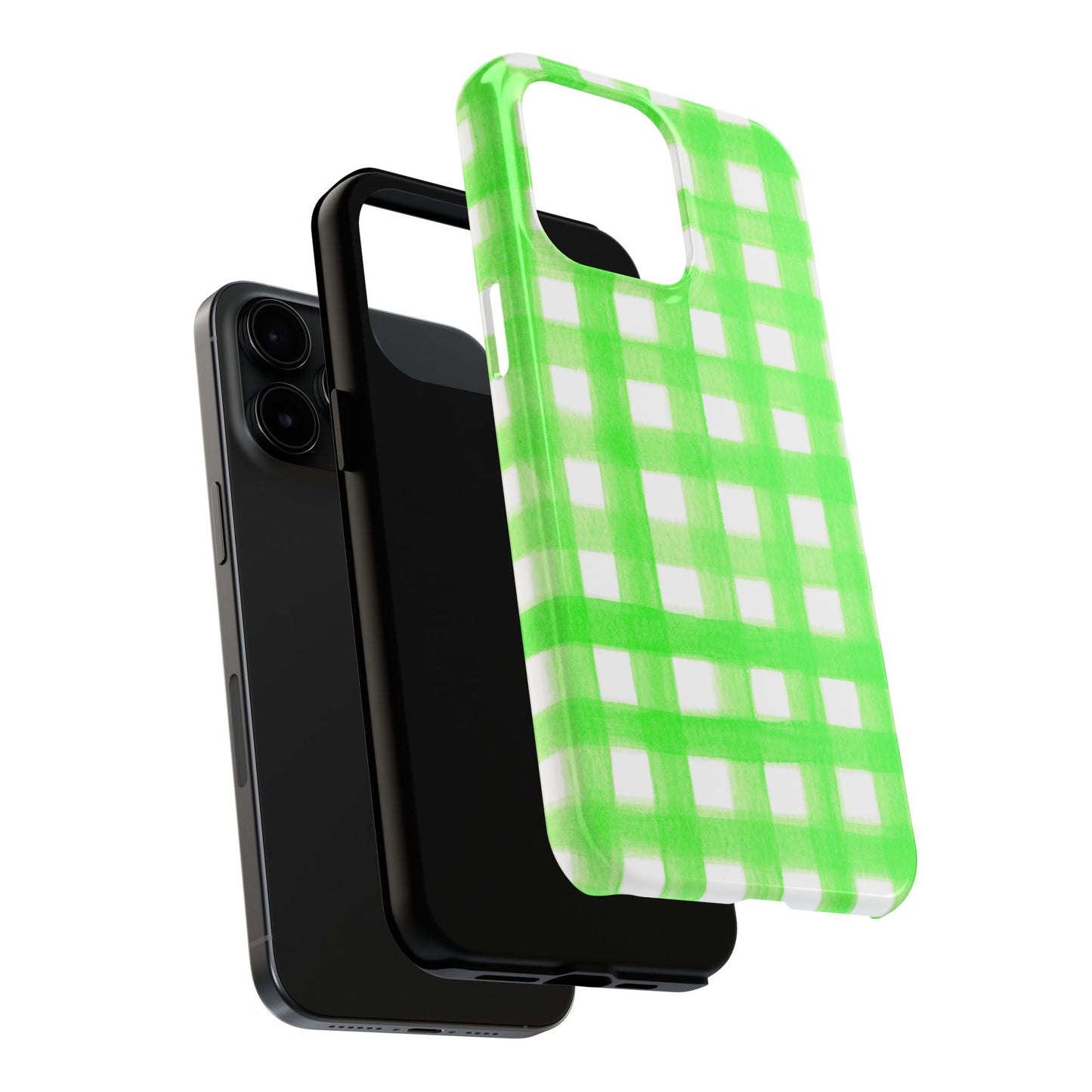 Lime Green Gingham Watercolor Illustrated Tough Phone Case | Various Models Available