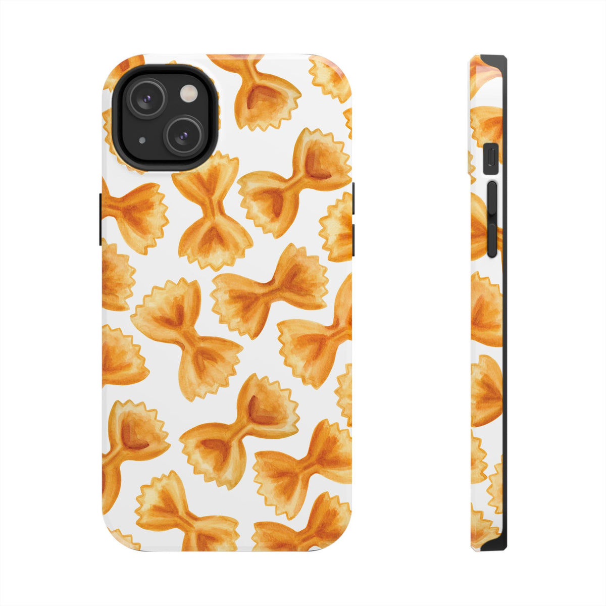 Tossed Farfalle Bow Tie Pasta Watercolor Illustrated White Tough Phone Case | Various Models