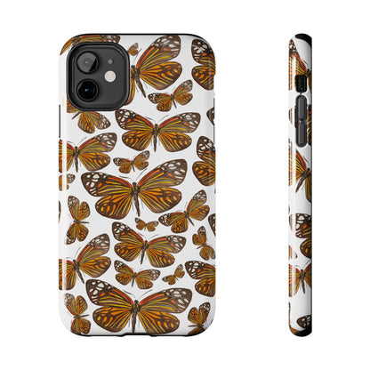 Black & Orange Butterfly Watercolor Illustrated Tossed Pattern Tough Phone Case | Various Models iPhone 11
