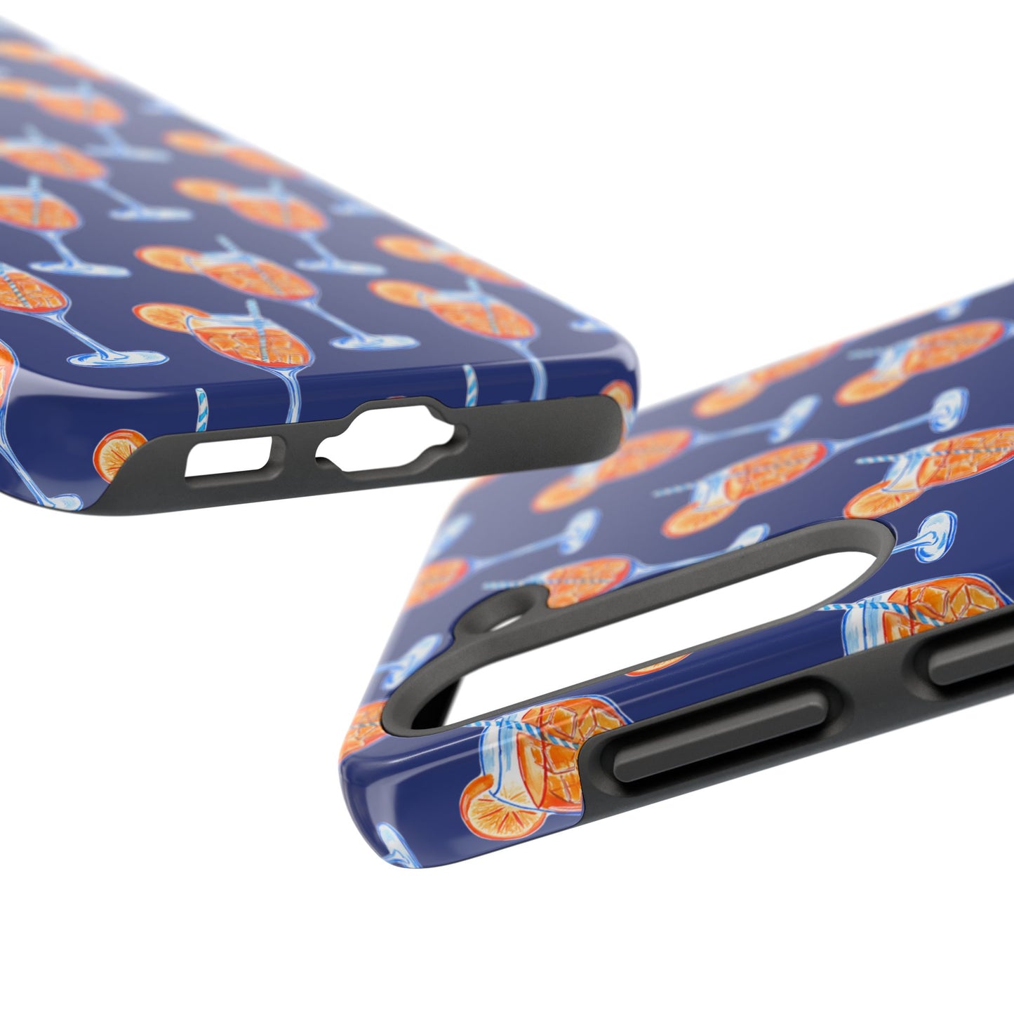 Orange & Blue Aperol Spritz Watercolor Pattern Navy Tough Case | Various Models