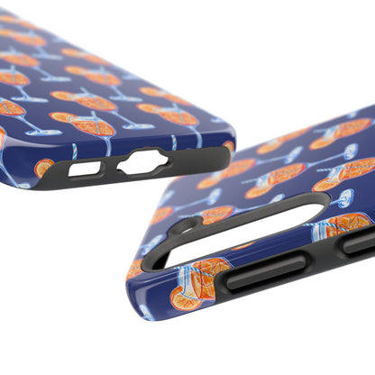 Orange & Blue Aperol Spritz Watercolor Pattern Navy Tough Case | Various Models