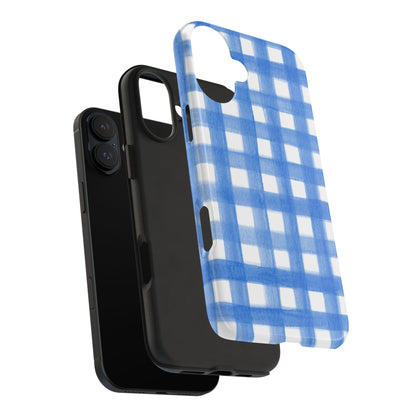 Blue Gingham Watercolor Preppy Tough Phone Case | Various models