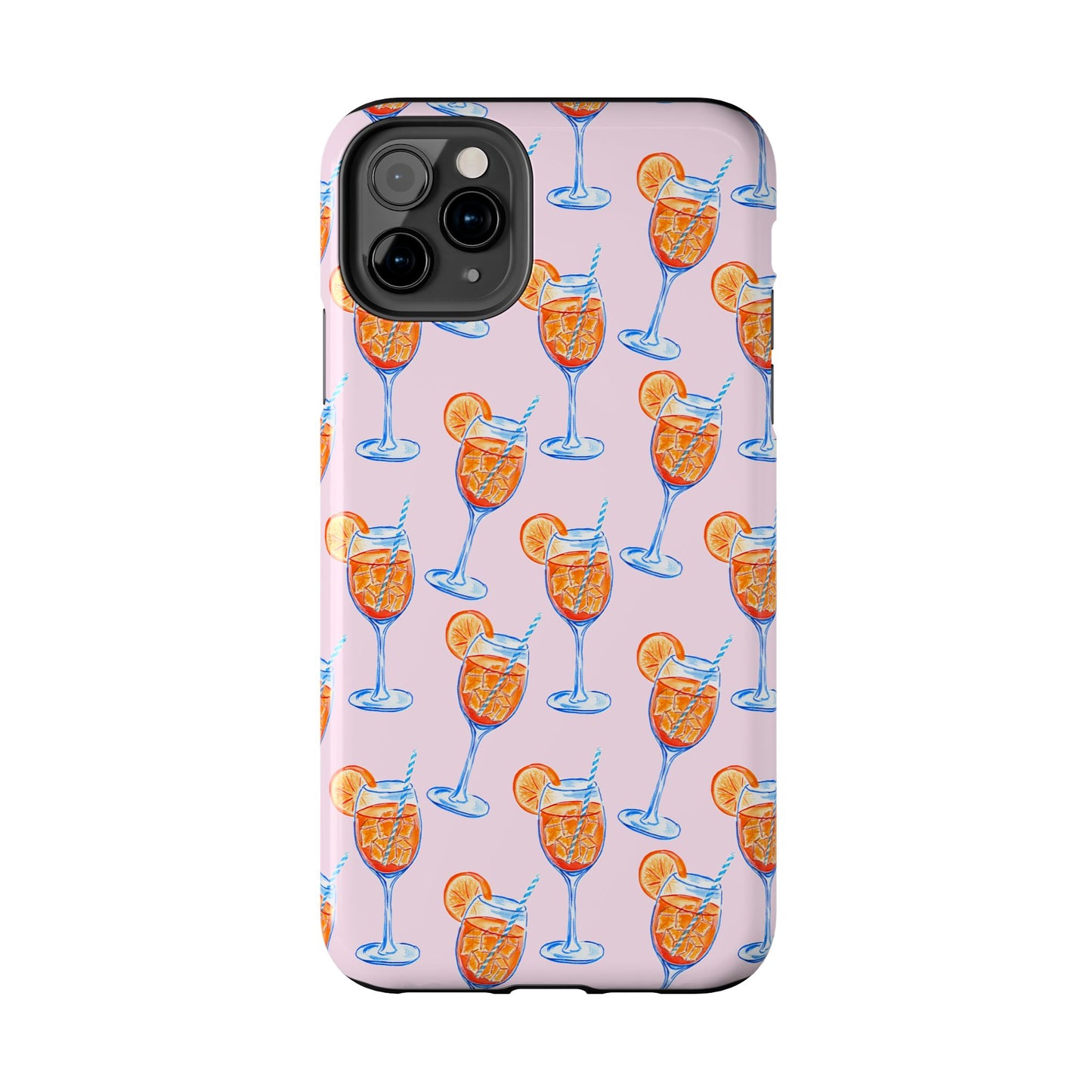 Orange & Blue Aperol Spritz Watercolor Patterned Blush Pink Tough Phone Case | Various Models
