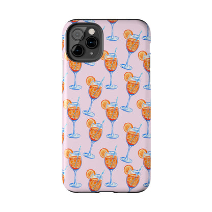 Orange & Blue Aperol Spritz Watercolor Patterned Blush Pink Tough Phone Case | Various Models